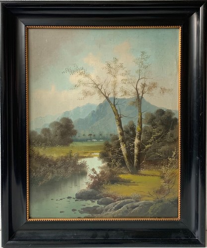 Quadro olio paesaggio - , tardo